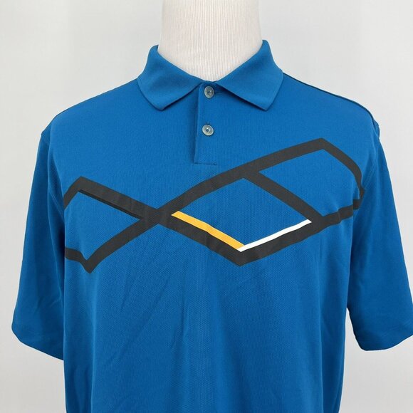 Nike Golf Dri-Fit Mens Polo Shirt Blue W/ Graphic Design Size Large - Picture 1 of 8